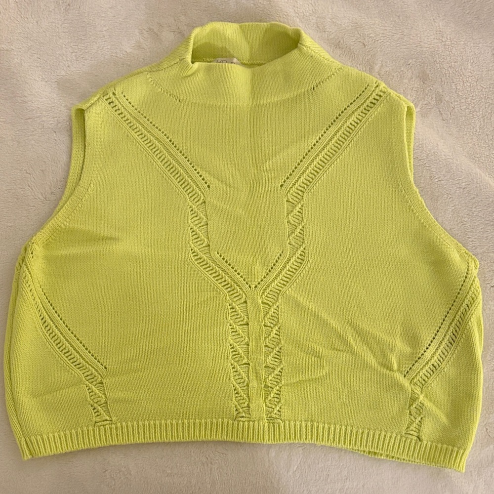 RACHEL Rachel Roy Neon Yellow Sleeveless Turtleneck Sweater